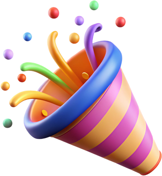 Party popper with confetti