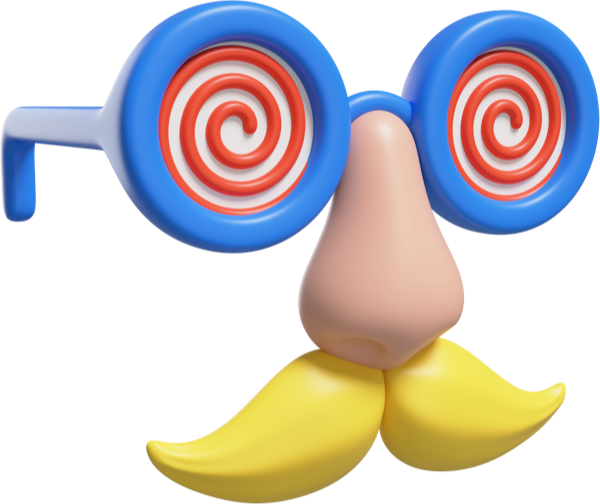 Funny glasses with a big nose and mustache