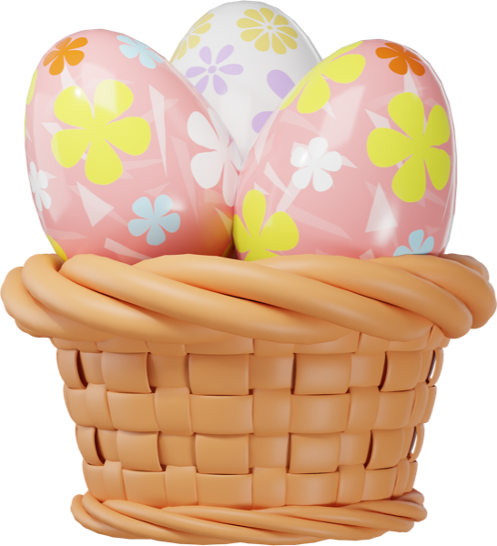 Basket of decorated Easter eggs