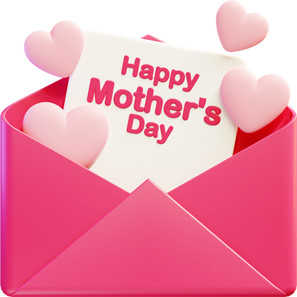 Happy Mother's Day card in a pink envelope