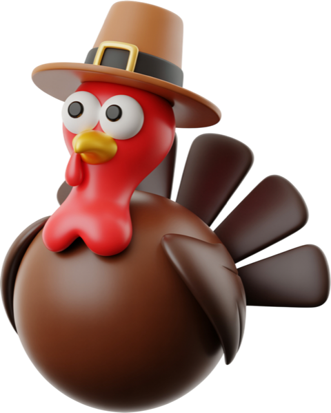 Turkey wearing a pilgrim hat