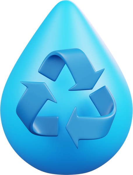 Water drop with a recycling symbol