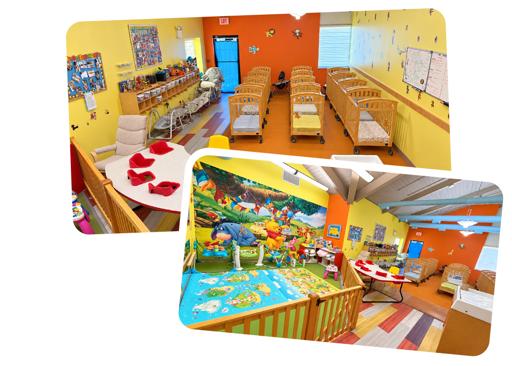 Bear Cubs infant room with cribs and a play area