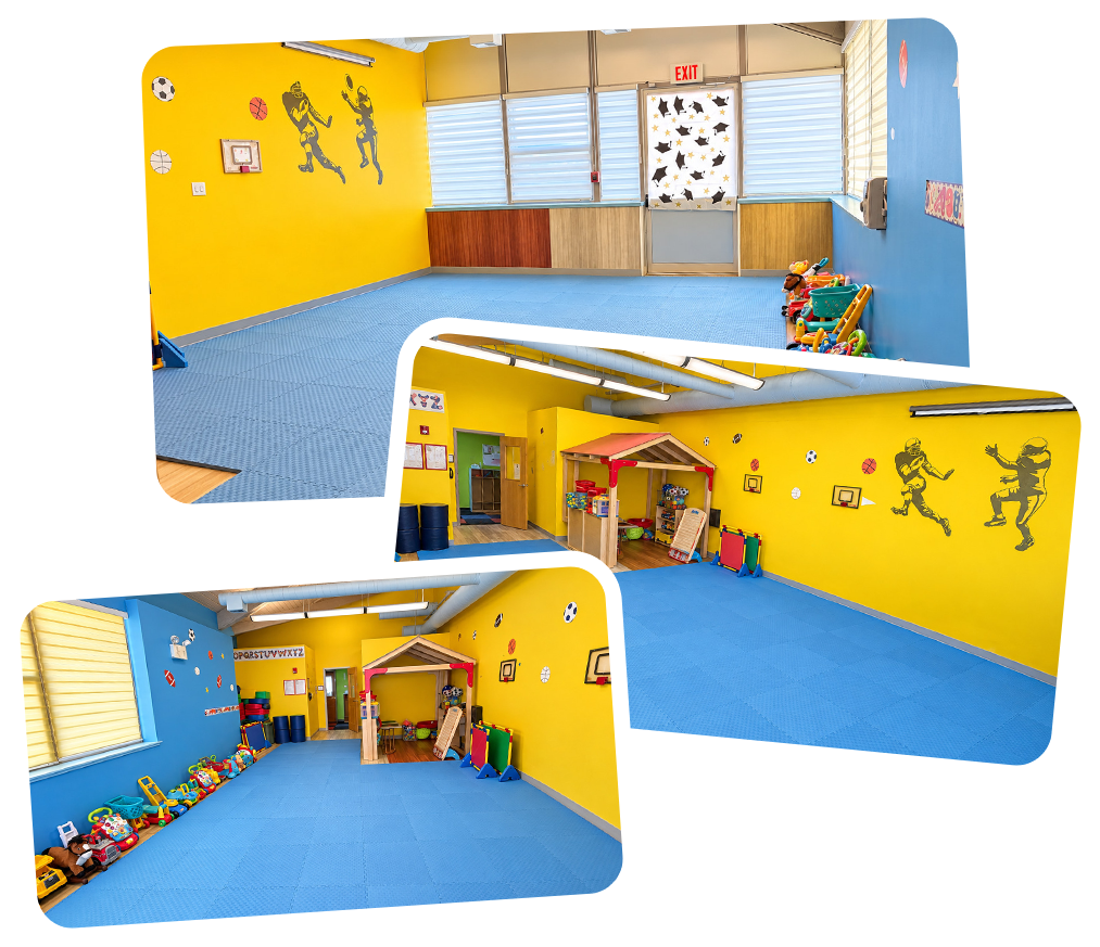 Multipurpose Room with yellow walls and a blue play floor
