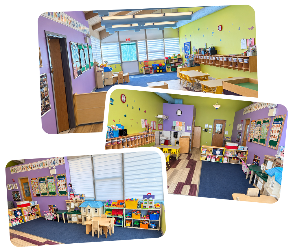 Tiger Cubs classroom with purple and green walls